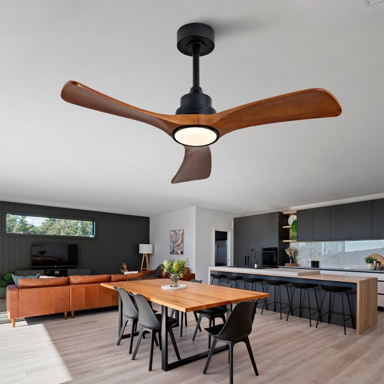 English Elm New 42 Inch Solid Walnut Blade Ceiling Fan with LED Light and Quiet DC Motor W2991P396664