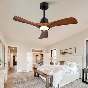 English Elm New 42 Inch Solid Walnut Blade Ceiling Fan with LED Light and Quiet DC Motor W2991P396664