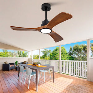 English Elm New 42 Inch Solid Walnut Blade Ceiling Fan with LED Light and Quiet DC Motor W2991P396664