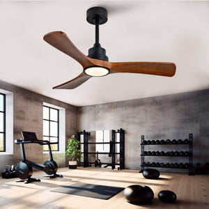 English Elm New 42 Inch Solid Walnut Blade Ceiling Fan with LED Light and Quiet DC Motor W2991P396664