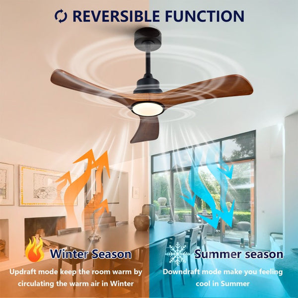English Elm New 42 Inch Solid Walnut Blade Ceiling Fan with LED Light and Quiet DC Motor W2991P396664
