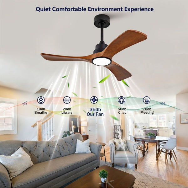 English Elm New 42 Inch Solid Walnut Blade Ceiling Fan with LED Light and Quiet DC Motor W2991P396664