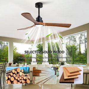English Elm New 52 Inch Walnut Blade Ceiling Fan with DC Motor LED Light and Remote Control W2991P396665