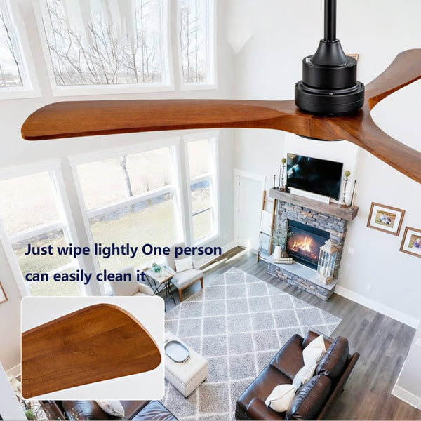 English Elm New 52 Inch Walnut Blade Ceiling Fan with DC Motor LED Light and Remote Control W2991P396665