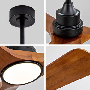 English Elm New 52 Inch Walnut Blade Ceiling Fan with DC Motor LED Light and Remote Control W2991P396665