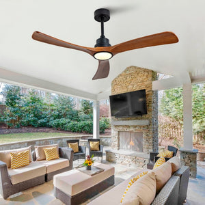 English Elm New 52 Inch Walnut Blade Ceiling Fan with DC Motor LED Light and Remote Control W2991P396665