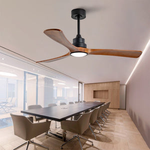 English Elm New 52 Inch Walnut Blade Ceiling Fan with DC Motor LED Light and Remote Control W2991P396665