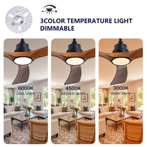English Elm New 52 Inch Walnut Blade Ceiling Fan with DC Motor LED Light and Remote Control W2991P396665
