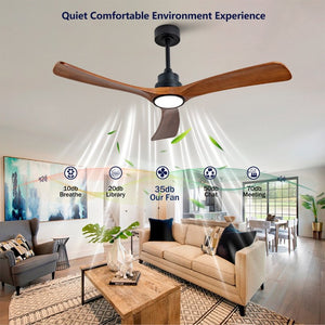 English Elm New 52 Inch Walnut Blade Ceiling Fan with DC Motor LED Light and Remote Control W2991P396665