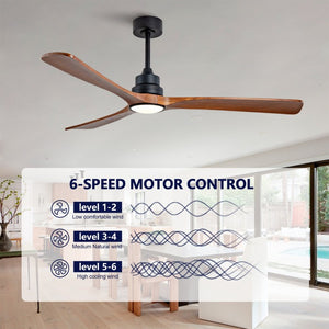English Elm New 60 Inch Sycamore Wood Blade Ceiling Fan with LED Light and Reversible DC Motor Black 3 Blades W2991P396666