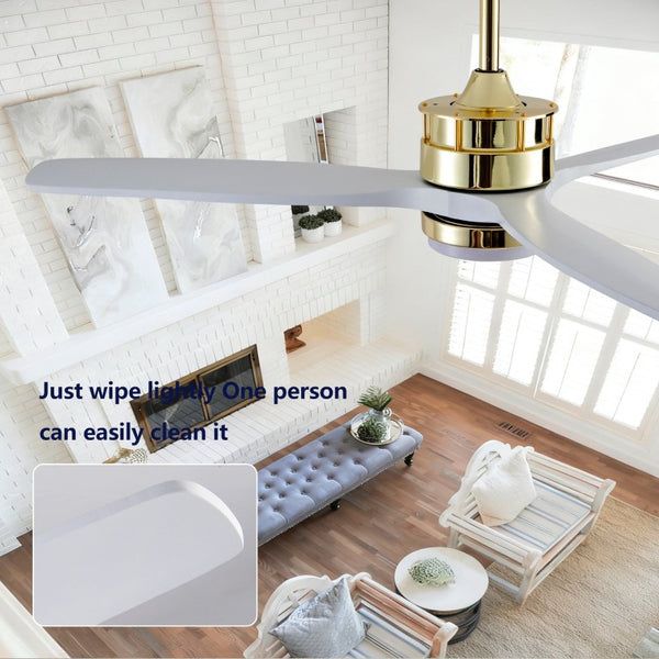 English Elm 52 Inch Modern Ceiling Fan with Dimmable LED Gold Accents and Solid Wood Blades W2991P396672