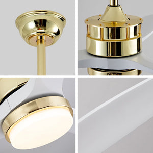English Elm 52 Inch Modern Ceiling Fan with Dimmable LED Gold Accents and Solid Wood Blades W2991P396672