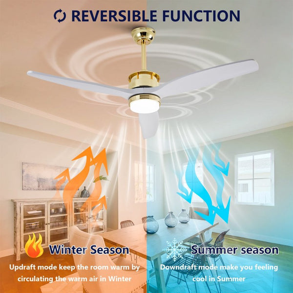 English Elm 52 Inch Modern Ceiling Fan with Dimmable LED Gold Accents and Solid Wood Blades W2991P396672