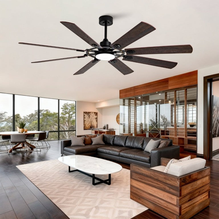 English Elm Large 72 Inch 8 Blade Ceiling Fan with Dimmable Light Reversible DC Motor Indoor Outdoor W2991P397215