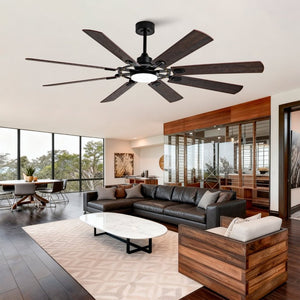 English Elm Large 72 Inch 8 Blade Ceiling Fan with Dimmable Light Reversible DC Motor Indoor Outdoor W2991P397215