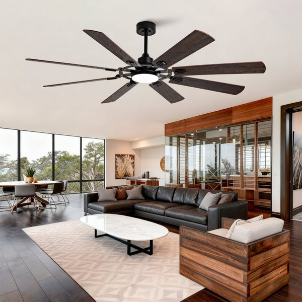 English Elm Large 72 Inch 8 Blade Ceiling Fan with Dimmable Light Reversible DC Motor Indoor Outdoor W2991P397215