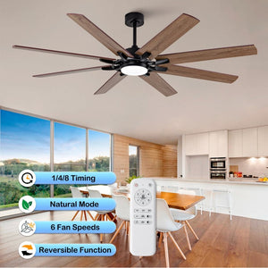 English Elm Large 72 Inch 8 Blade Ceiling Fan with Dimmable Light Reversible DC Motor Indoor Outdoor W2991P397215