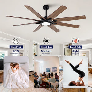 English Elm Large 72 Inch 8 Blade Ceiling Fan with Dimmable Light Reversible DC Motor Indoor Outdoor W2991P397215