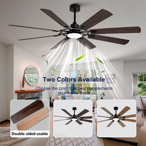 English Elm Large 72 Inch 8 Blade Ceiling Fan with Dimmable Light Reversible DC Motor Indoor Outdoor W2991P397215