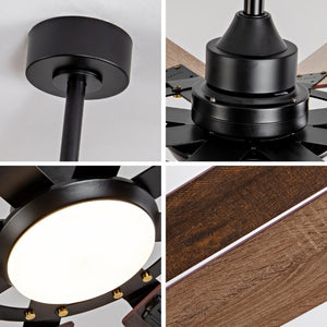 English Elm Large 72 Inch 8 Blade Ceiling Fan with Dimmable Light Reversible DC Motor Indoor Outdoor W2991P397215