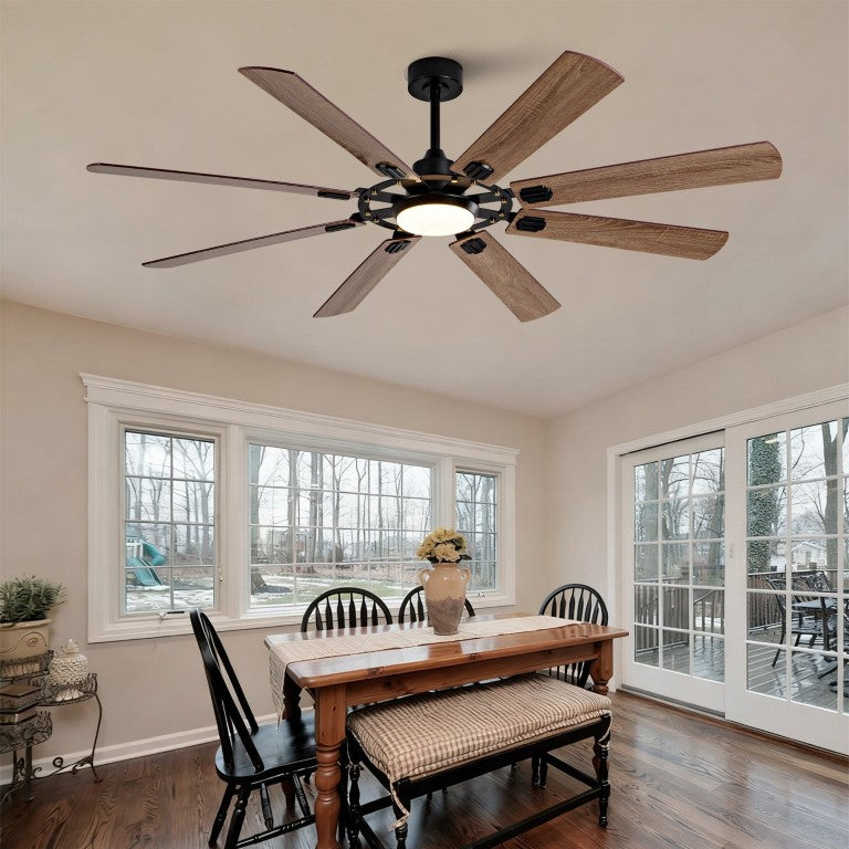 English Elm Large 72 Inch 8 Blade Ceiling Fan with Dimmable Light Reversible DC Motor Indoor Outdoor W2991P397215