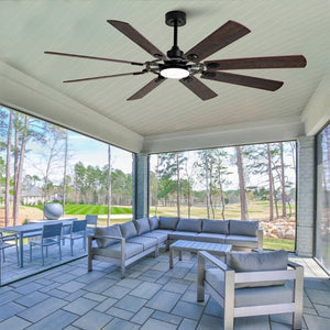 English Elm Large 72 Inch 8 Blade Ceiling Fan with Dimmable Light Reversible DC Motor Indoor Outdoor W2991P397215