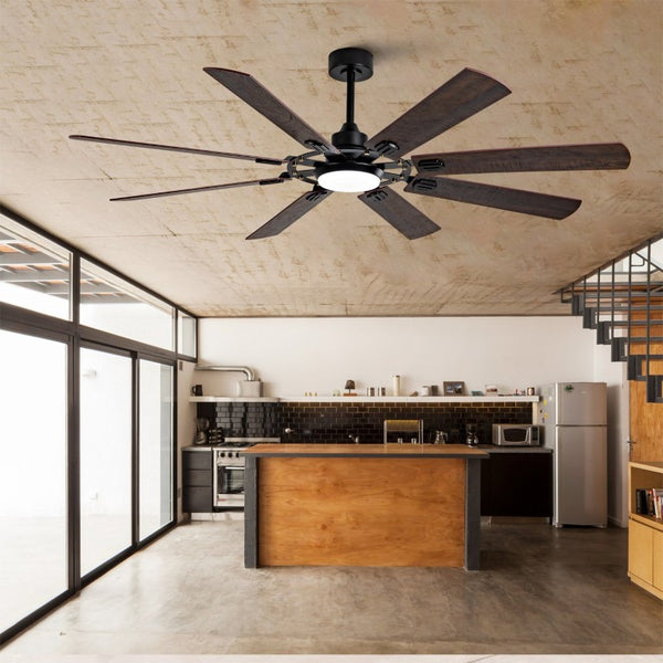 English Elm Large 72 Inch 8 Blade Ceiling Fan with Dimmable Light Reversible DC Motor Indoor Outdoor W2991P397215