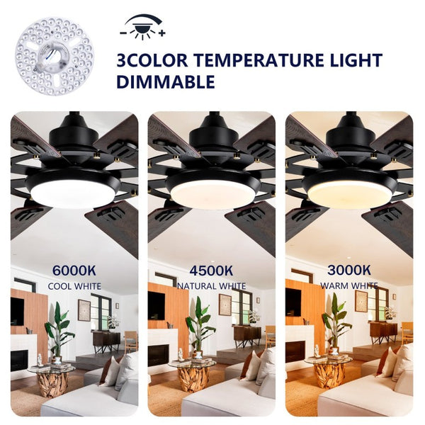 English Elm Large 72 Inch 8 Blade Ceiling Fan with Dimmable Light Reversible DC Motor Indoor Outdoor W2991P397215