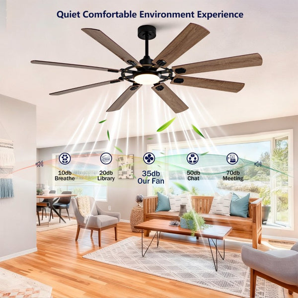 English Elm Large 72 Inch 8 Blade Ceiling Fan with Dimmable Light Reversible DC Motor Indoor Outdoor W2991P397215