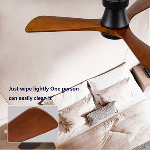 English Elm 42 Inch Flush Mount Ceiling Fan with Solid Wood Blades Dimmable LED and DC Motor W2991P397224