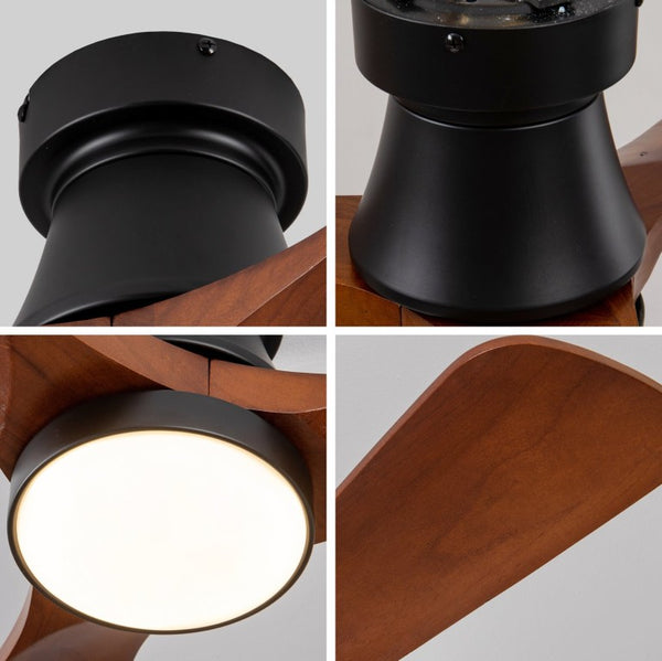 English Elm 42 Inch Flush Mount Ceiling Fan with Solid Wood Blades Dimmable LED and DC Motor W2991P397224