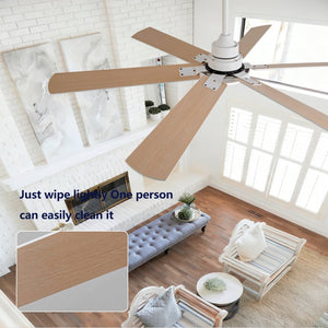 English Elm Smart 60 Inch Indoor Outdoor Ceiling Fan Dimmable LED Reversible Blades DC Motor Oak Natural Wood + OFF White W2991P397350