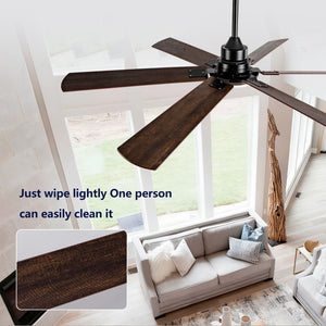 English Elm Smart 60 Inch Indoor Outdoor Ceiling Fan Dimmable LED Reversible Blades DC Motor Black + Dark Walnut W2991P397361