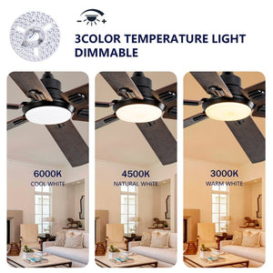 English Elm Smart 60 Inch Indoor Outdoor Ceiling Fan Dimmable LED Reversible Blades DC Motor Black + Dark Walnut W2991P397361