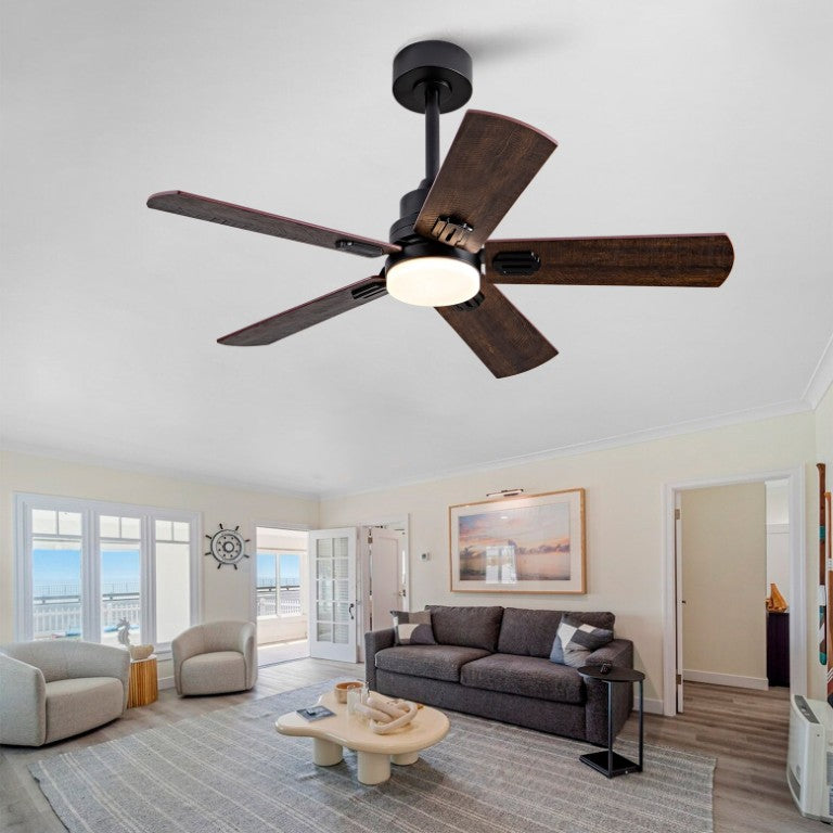 English Elm Smart 42 Inch Indoor Outdoor Ceiling Fan Dimmable LED Dual Finish Reversible Blades DC W2991P397414