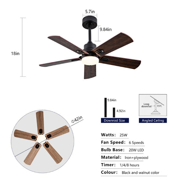 English Elm Smart 42 Inch Indoor Outdoor Ceiling Fan Dimmable LED Dual Finish Reversible Blades DC W2991P397414