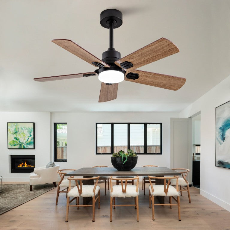 English Elm Smart 42 Inch Indoor Outdoor Ceiling Fan Dimmable LED Dual Finish Reversible Blades DC W2991P397414