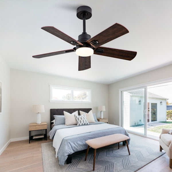English Elm Smart 42 Inch Indoor Outdoor Ceiling Fan Dimmable LED Dual Finish Reversible Blades DC W2991P397414