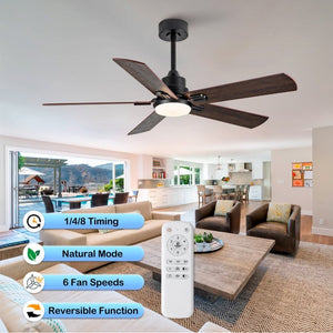 English Elm Smart 52 Inch Indoor Outdoor Ceiling Fan Dimmable LED Dual Finish Reversible Blades DC W2991P397427