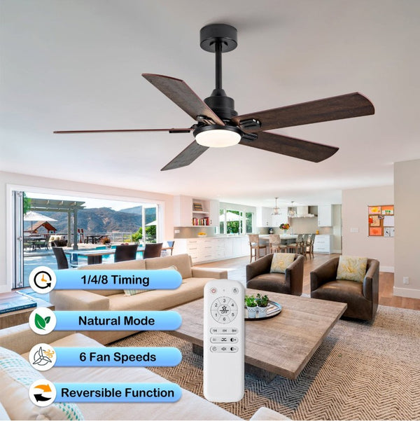 English Elm Smart 52 Inch Indoor Outdoor Ceiling Fan Dimmable LED Dual Finish Reversible Blades DC W2991P397427