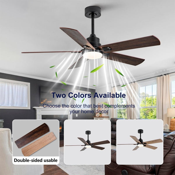English Elm Smart 52 Inch Indoor Outdoor Ceiling Fan Dimmable LED Dual Finish Reversible Blades DC W2991P397427
