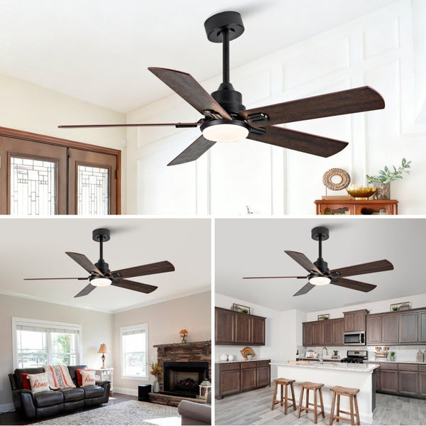 English Elm Smart 52 Inch Indoor Outdoor Ceiling Fan Dimmable LED Dual Finish Reversible Blades DC W2991P397427