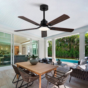 English Elm Smart 52 Inch Indoor Outdoor Ceiling Fan Dimmable LED Dual Finish Reversible Blades DC W2991P397427