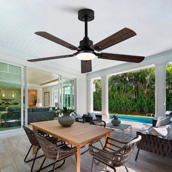 English Elm Smart 52 Inch Indoor Outdoor Ceiling Fan Dimmable LED Dual Finish Reversible Blades DC W2991P397427