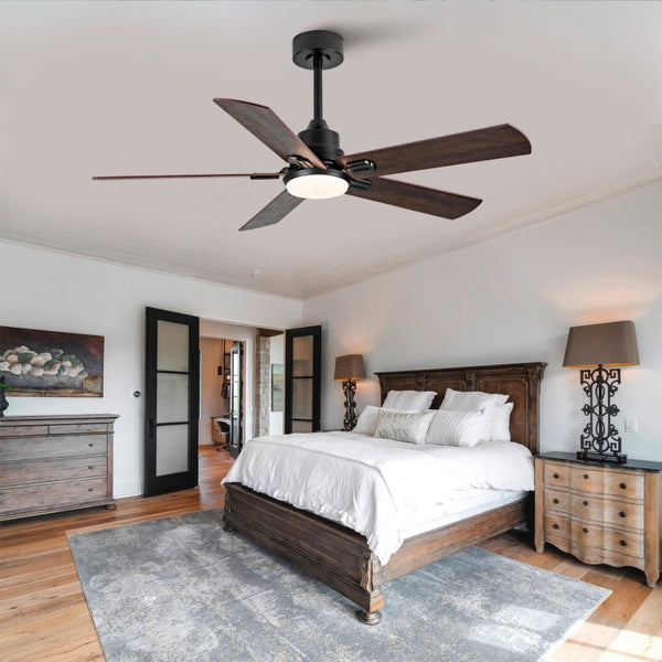 English Elm Smart 52 Inch Indoor Outdoor Ceiling Fan Dimmable LED Dual Finish Reversible Blades DC W2991P397427