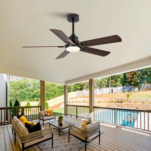 English Elm Smart 52 Inch Indoor Outdoor Ceiling Fan Dimmable LED Dual Finish Reversible Blades DC W2991P397427