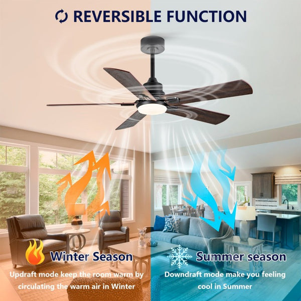 English Elm Smart 52 Inch Indoor Outdoor Ceiling Fan Dimmable LED Dual Finish Reversible Blades DC W2991P397427