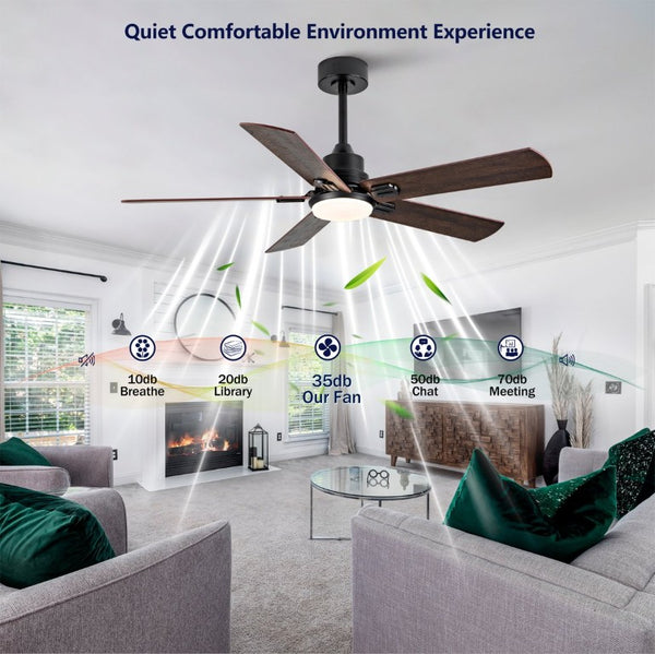 English Elm Smart 52 Inch Indoor Outdoor Ceiling Fan Dimmable LED Dual Finish Reversible Blades DC W2991P397427
