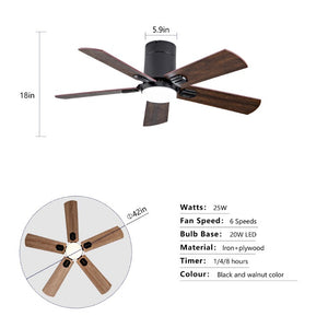 English Elm 42-Inch Flush Mount Ceiling Fan Dimmable LED Remote DC Motor Reversible Blades Indoor Outdoor W2991P397453