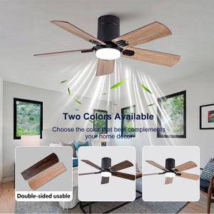 English Elm 42-Inch Flush Mount Ceiling Fan Dimmable LED Remote DC Motor Reversible Blades Indoor Outdoor W2991P397453